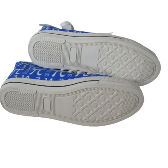 Math Pi 3.14 Sneakers Blue White 7/37 Canvas Teacher Gift Nerd Geek Shoes - Picture 6 of 7